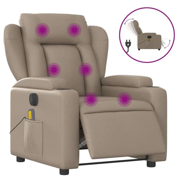Elektrisk massagefåtölj cappuccino konstläder