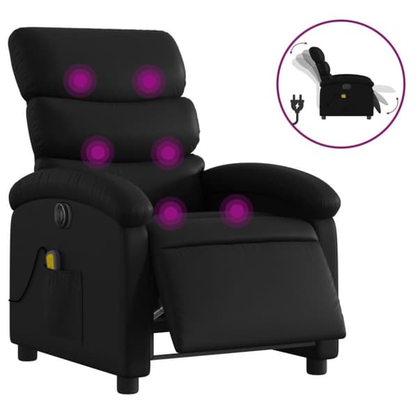 Elektrisk massagefåtölj svart konstläder