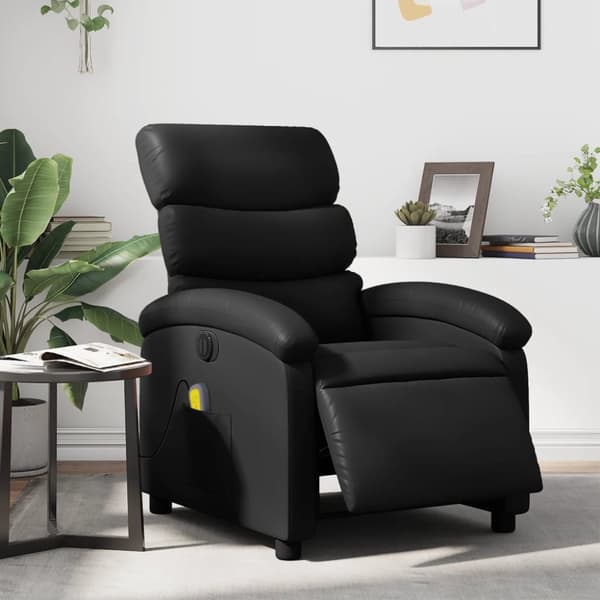 Elektrisk massagefåtölj svart konstläder