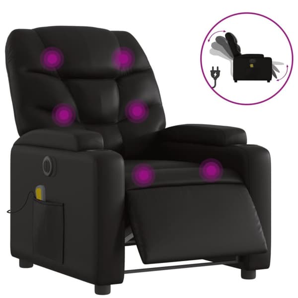 Elektrisk massagefåtölj svart konstläder