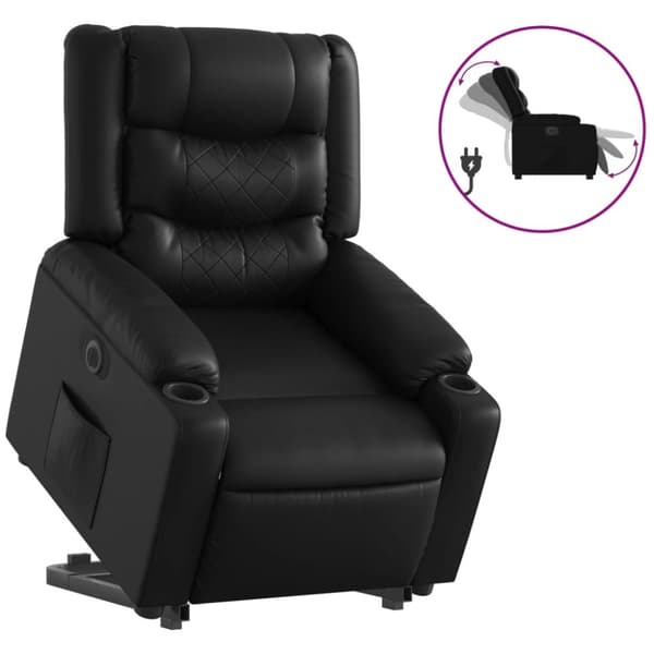 Reclinerfåtölj med uppresningshjälp svart konstläder