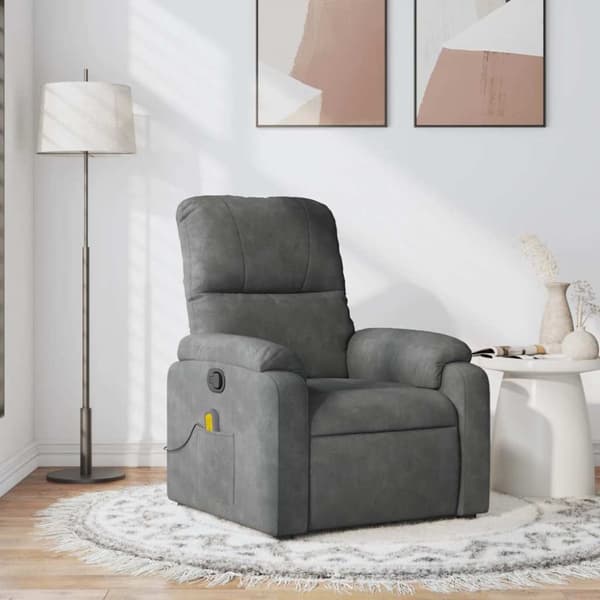 Massagefåtölj mörkgrå mikrofibertyg