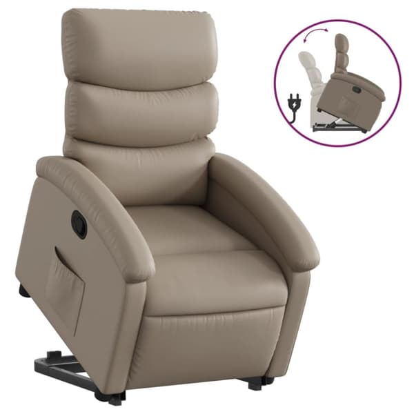 Reclinerfåtölj med uppresningshjälp cappuccino konstläder