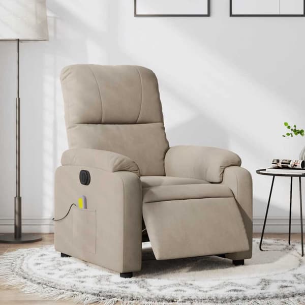 Elektrisk massagefåtölj taupe mikrofibertyg