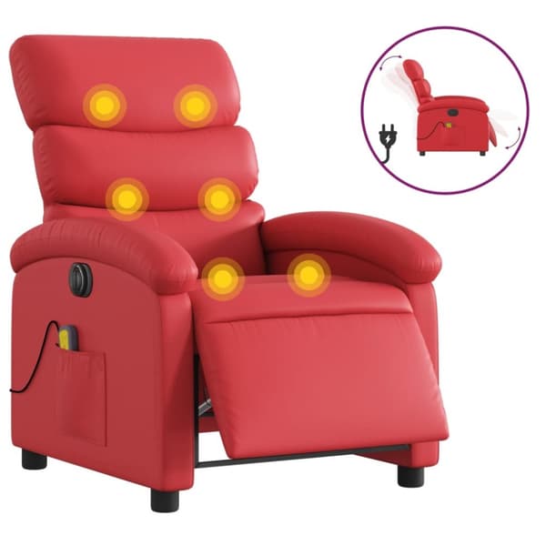 Elektrisk massagefåtölj röd konstläder