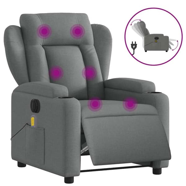 Elektrisk massagefåtölj mörkgrå tyg