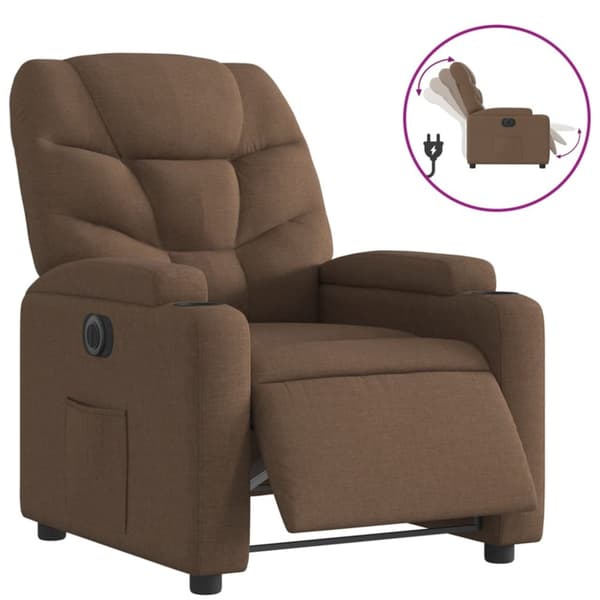 Elektrisk reclinerfåtölj Brun tyg