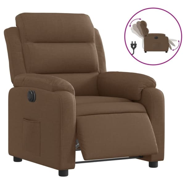 Elektrisk reclinerfåtölj Brun tyg