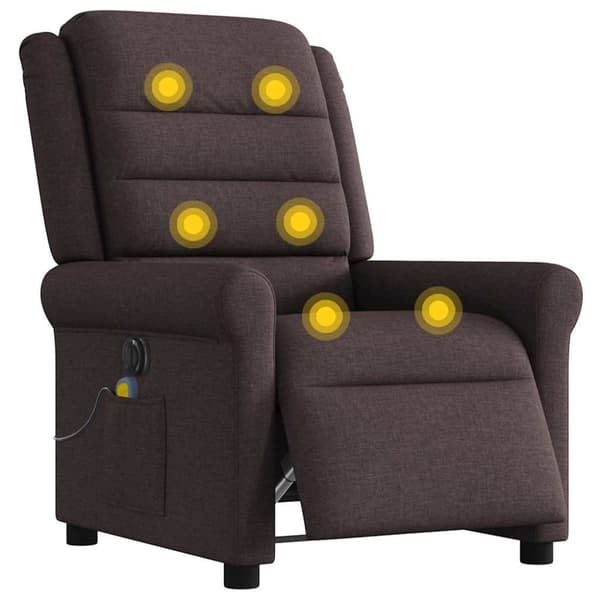 Elektrisk massagefåtölj mörkbrun tyg