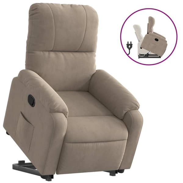 Reclinerfåtölj med uppresningshjälp taupe mikrofibertyg