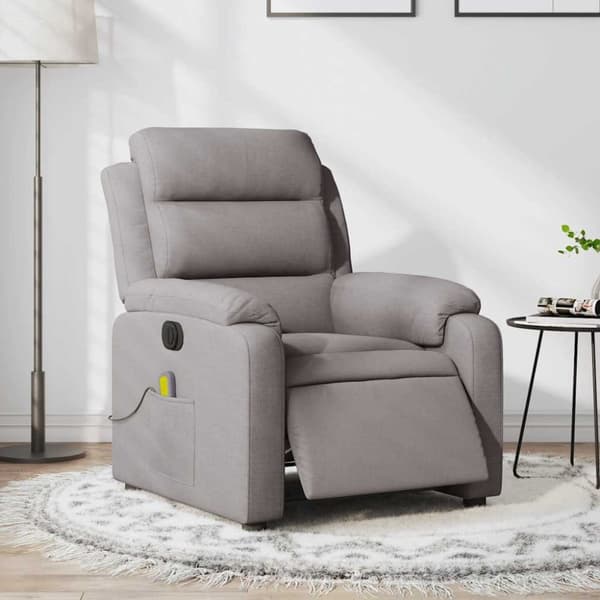 Elektrisk massagefåtölj taupe tyg
