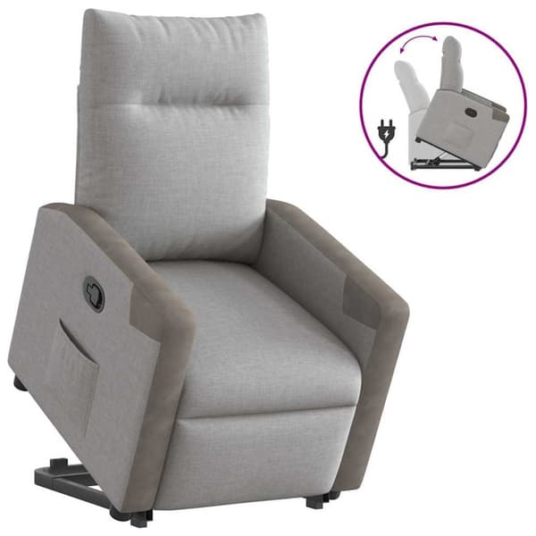 Reclinerfåtölj med uppresningshjälp molngrå tyg