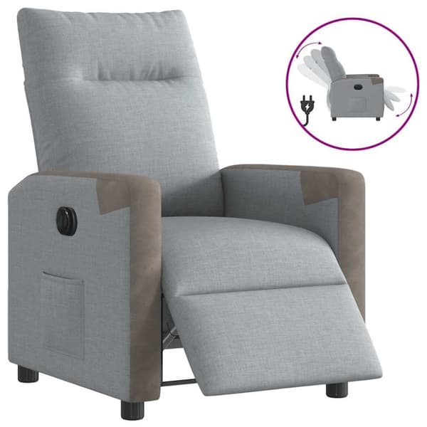 Elektrisk reclinerfåtölj ljusgrå tyg