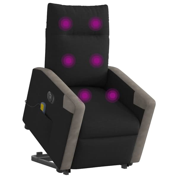 Elektrisk massagefåtölj med uppresningshjälp svart tyg