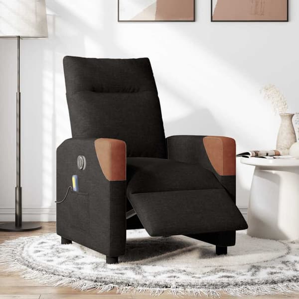 Elektrisk massagefåtölj med uppresningshjälp svart tyg