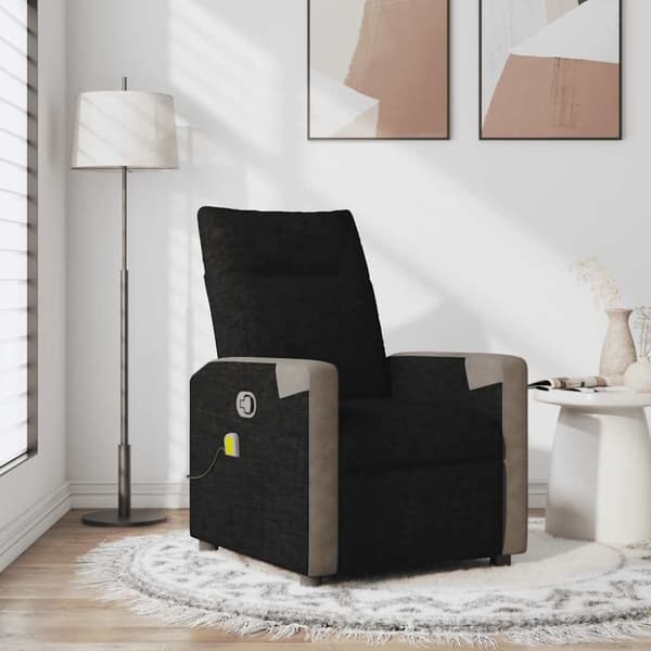 Massagefåtölj svart tyg