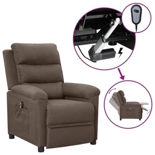 Elektrisk reclinerfåtölj taupe tyg