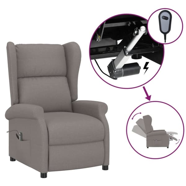 Elektrisk reclinerfåtölj taupe tyg