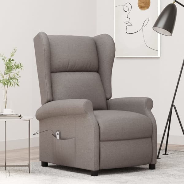 Elektrisk reclinerfåtölj taupe tyg