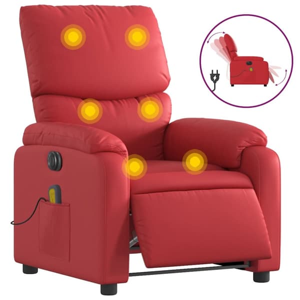Elektrisk massagefåtölj röd konstläder