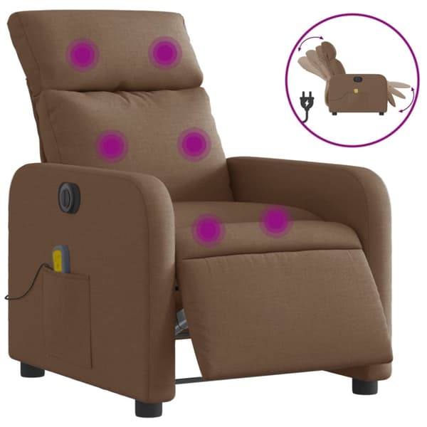 Elektrisk massagefåtölj brun tyg