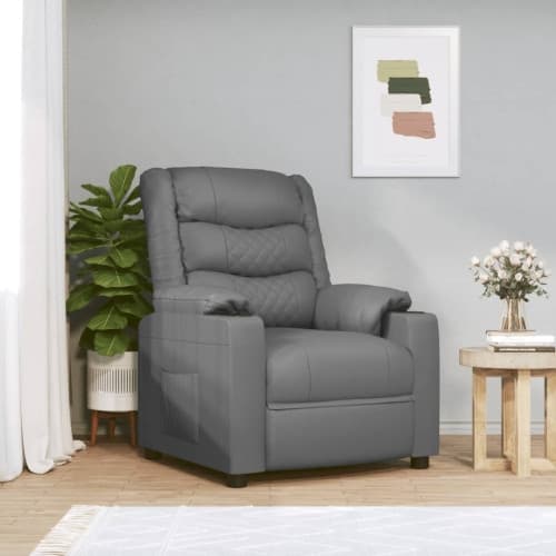 Elektrisk reclinerfåtölj grå konstläder