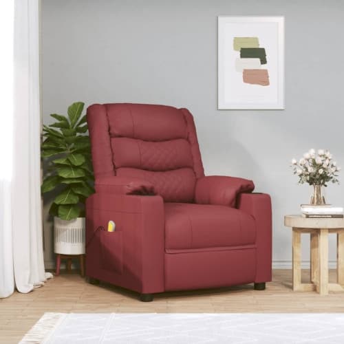 Massagefåtölj vinröd konstläder