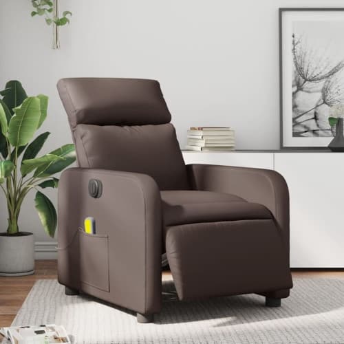 Elektrisk massagefåtölj brun konstläder