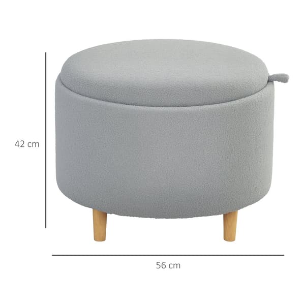 Ottoman med opbevaring, Ø56 x 42 cm, Grå