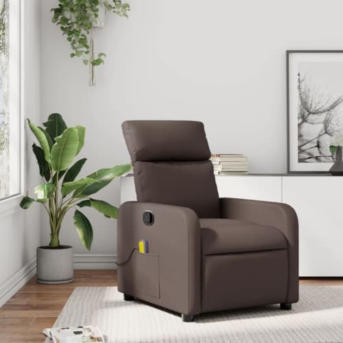 Massagefåtölj brun konstläder