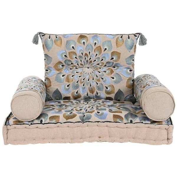 Trädgårdsstol - DKD Home Decor - Dubbel - 2 platser - Bomull - Blå/Beige