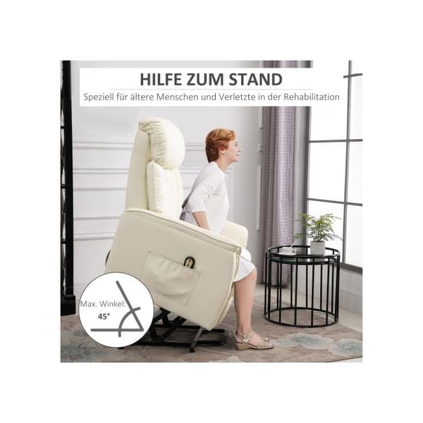 HOMCOM Reclinersoffa Tv-fåtölj med elektrisk lyftfunktion Funktion som vilstol Konstläder beige, 80 x 94 x 104 cm