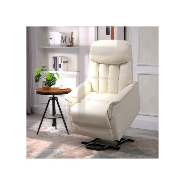 HOMCOM Reclinersoffa Tv-fåtölj med elektrisk lyftfunktion Funktion som vilstol Konstläder beige, 80 x 94 x 104 cm