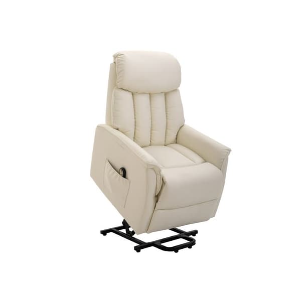 HOMCOM Reclinersoffa Tv-fåtölj med elektrisk lyftfunktion Funktion som vilstol Konstläder beige, 80 x 94 x 104 cm