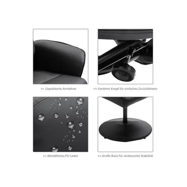 Chaise longue HOMCOM Förvaringsutrymme med 10 vibrationspunkter Syntetläder svart 76 x 81 x 105 cm