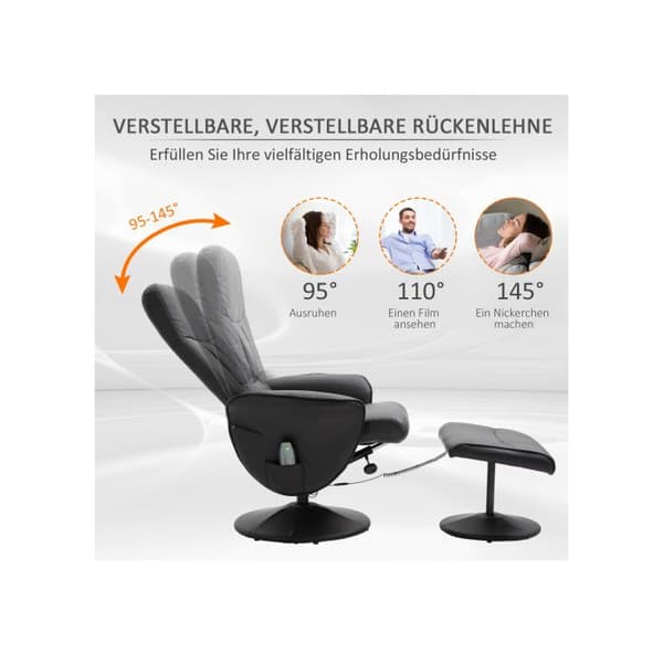 Chaise longue HOMCOM Förvaringsutrymme med 10 vibrationspunkter Syntetläder svart 76 x 81 x 105 cm