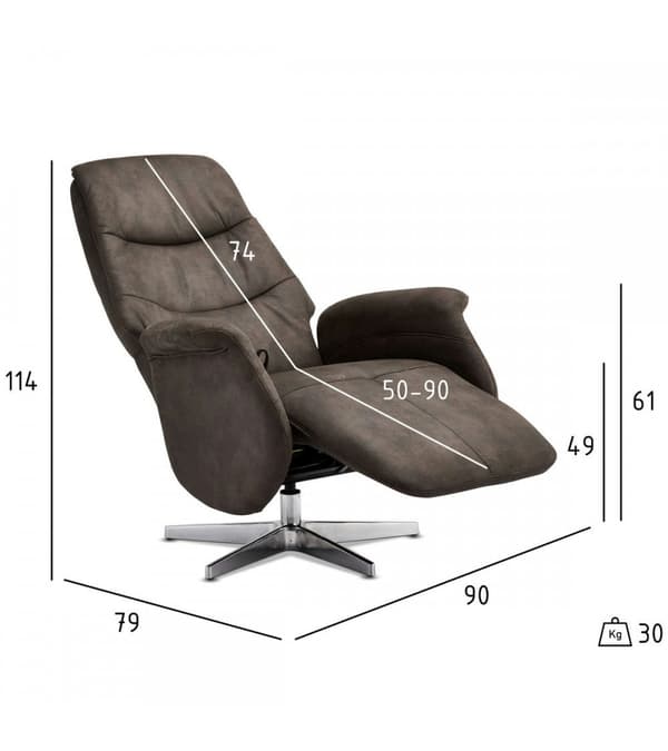 Rootz Fåtölj - Vridbar vilstol - Justerbar loungestol - 360° vridbar, lutande, justerbar nackstöd - 90cm x 79cm x 114cm