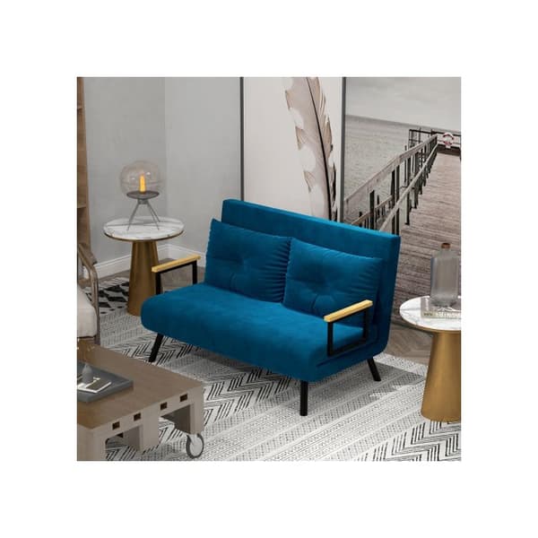 HOMCOM Relaxfåtölj med justerbart ryggstöd, blå 102x73x81 cm, idealisk för gästrum