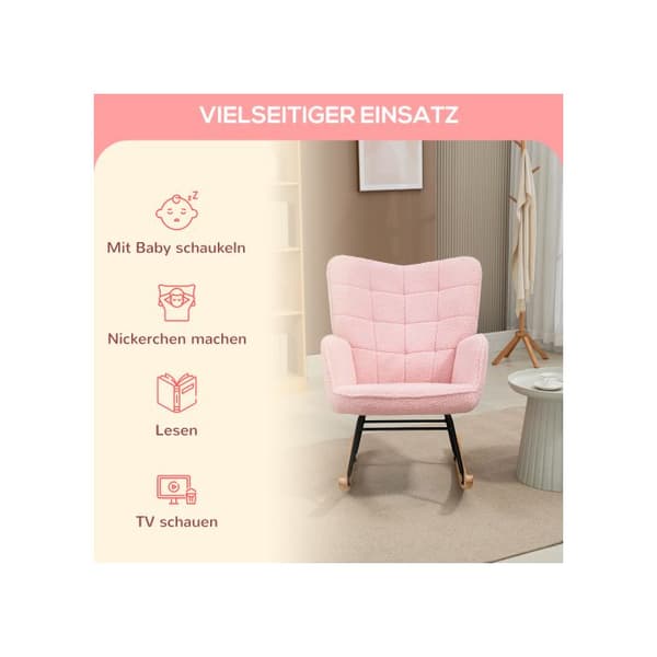 Sängsoffa för rum, kapacitet 120 kg, imitation av lammull, färg rosa
