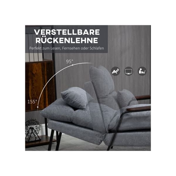 HOMCOM Sängsoffa Pouf Fåtölj TV Justerbar lutningsfunktion Grå