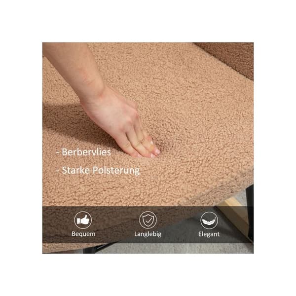 Avställningstol, imitation av lammull, för sovrum, max belastning 120 kg, brun färg