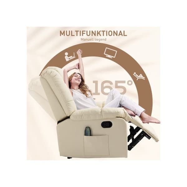 HOMCOM Massagefåtölj trä stål skum vit kräm 94x99x99 cm för avkoppling