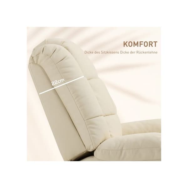 HOMCOM Massagefåtölj trä stål skum vit kräm 94x99x99 cm för avkoppling