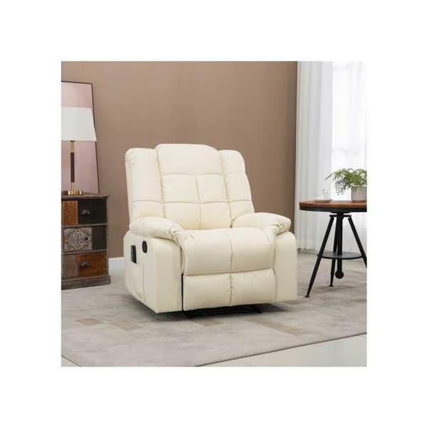 HOMCOM Massagefåtölj trä stål skum vit kräm 94x99x99 cm för avkoppling