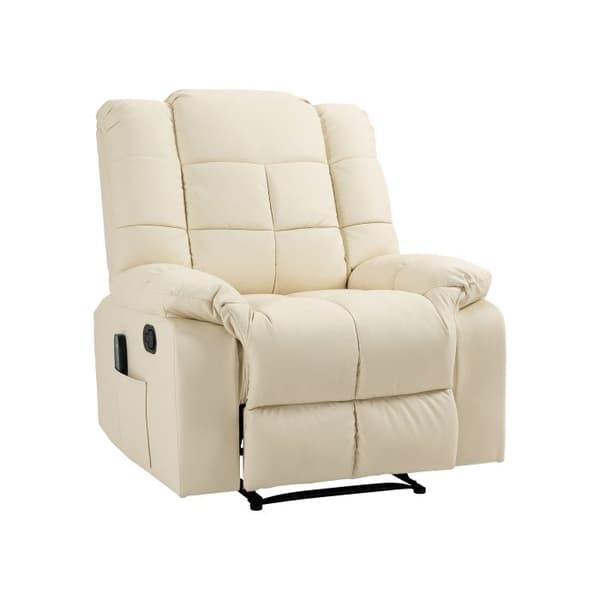 HOMCOM Massagefåtölj trä stål skum vit kräm 94x99x99 cm för avkoppling