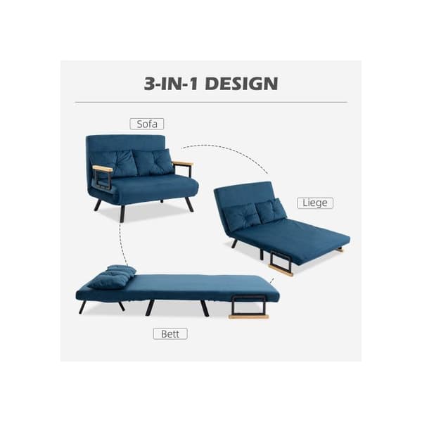 HOMCOM Relaxfåtölj med justerbart ryggstöd, blå 102x73x81 cm, idealisk för gästrum