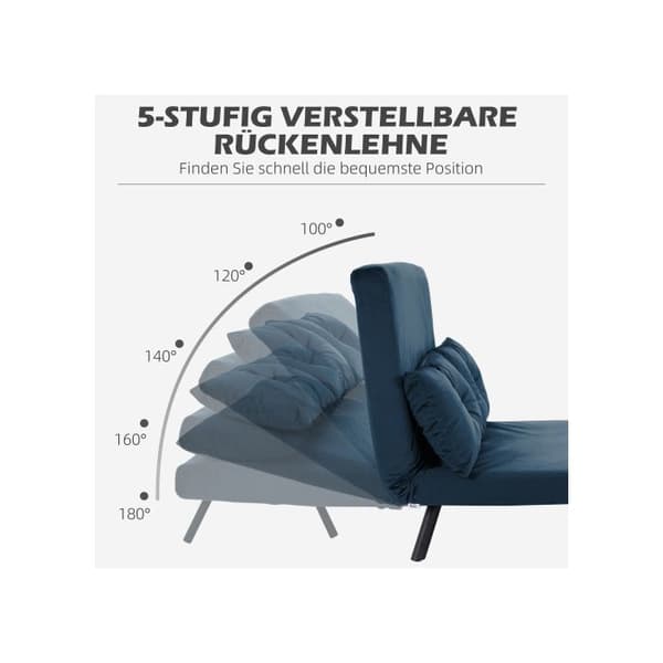 HOMCOM Relaxfåtölj med justerbart ryggstöd, blå 102x73x81 cm, idealisk för gästrum