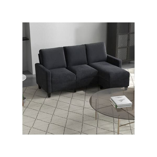 HOMCOM L-formad tygsoffa (197x139x91 cm, för vardagsrummet)