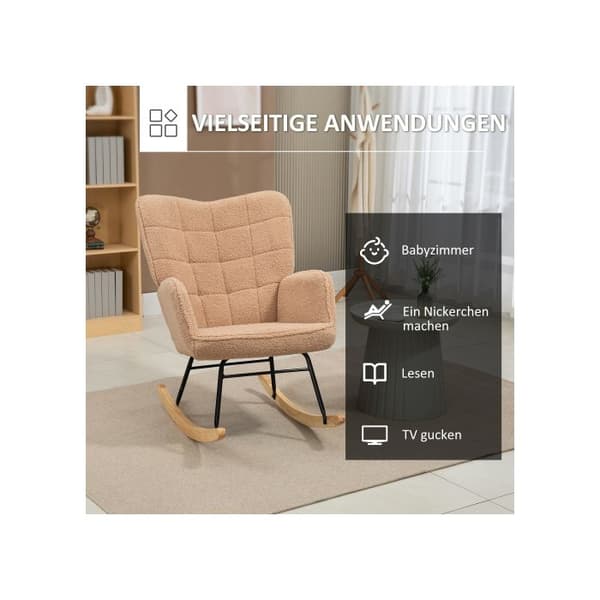 Avställningstol, imitation av lammull, för sovrum, max belastning 120 kg, brun färg