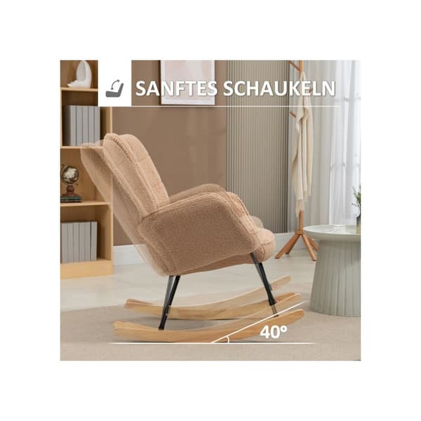 Avställningstol, imitation av lammull, för sovrum, max belastning 120 kg, brun färg